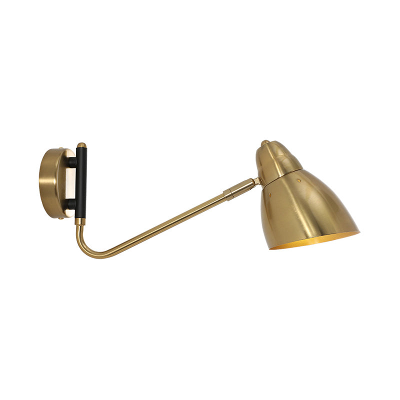 1 Bulb Bedroom Sconce Light Contemporary Gold Wall Mounted Lighting with Dome Metal Shade Clearhalo 'Cast Iron' 'Glass' 'Industrial' 'Modern wall lights' 'Modern' 'Tiffany' 'Traditional wall lights' 'Wall Lamps & Sconces' 'Wall Lights' Lighting' 339433