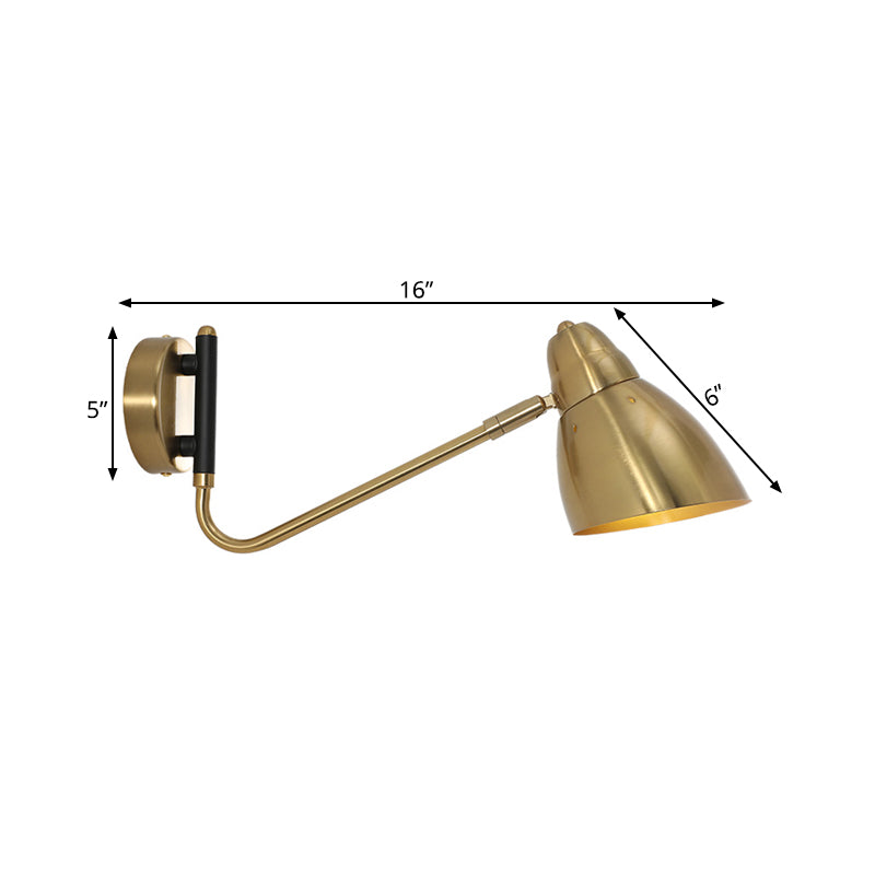 1 Bulb Bedroom Sconce Light Contemporary Gold Wall Mounted Lighting with Dome Metal Shade Clearhalo 'Cast Iron' 'Glass' 'Industrial' 'Modern wall lights' 'Modern' 'Tiffany' 'Traditional wall lights' 'Wall Lamps & Sconces' 'Wall Lights' Lighting' 339434