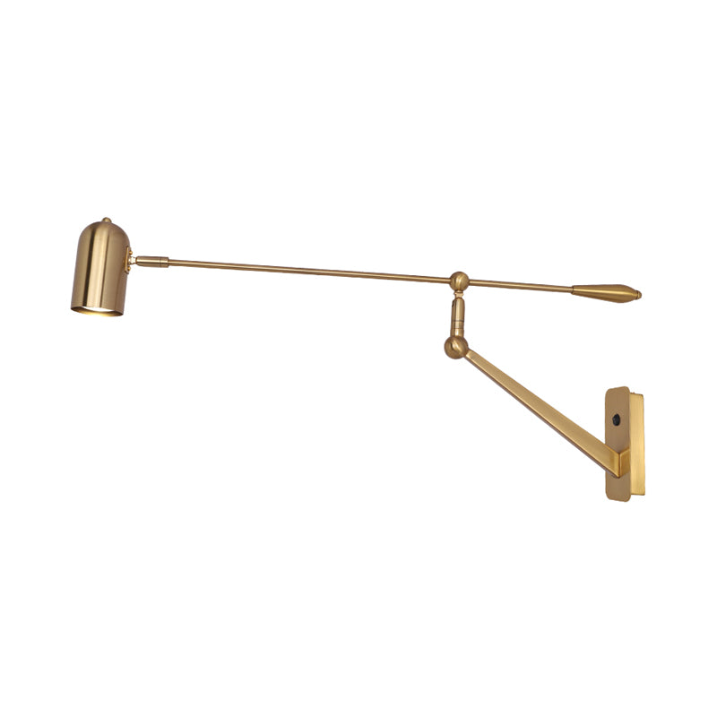 Modern Swing Arm Wall Sconce Metal 1 Light Living Room Wall Lamp in Gold for Bedroom - Clearhalo - 'Cast Iron' - 'Glass' - 'Industrial' - 'Modern wall lights' - 'Modern' - 'Tiffany' - 'Traditional wall lights' - 'Wall Lamps & Sconces' - 'Wall Lights' - Lighting' - 339438