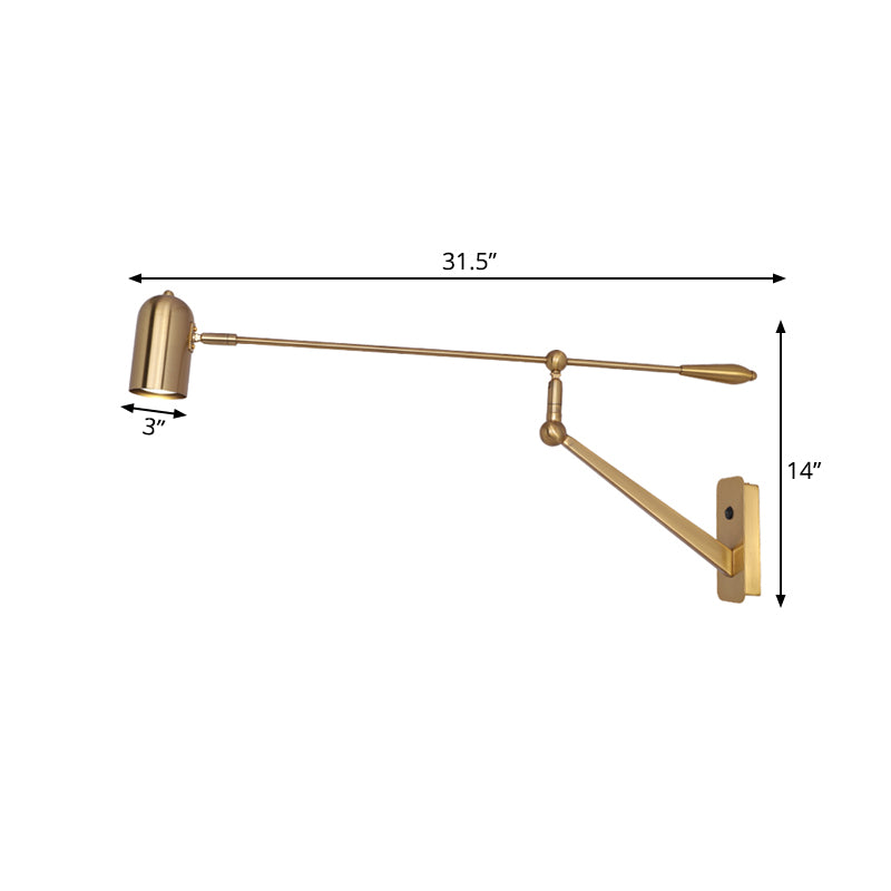 Modern Swing Arm Wall Sconce Metal 1 Light Living Room Wall Lamp in Gold for Bedroom - Clearhalo - 'Cast Iron' - 'Glass' - 'Industrial' - 'Modern wall lights' - 'Modern' - 'Tiffany' - 'Traditional wall lights' - 'Wall Lamps & Sconces' - 'Wall Lights' - Lighting' - 339439