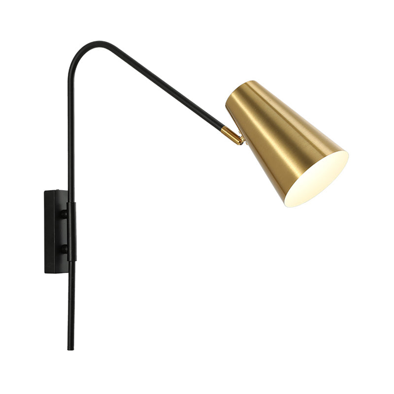 Brass Cone Wall Mount Lighting Modernism 1 Head Metal Sconce Light Fixture for Living Room Clearhalo 'Cast Iron' 'Glass' 'Industrial' 'Modern wall lights' 'Modern' 'Tiffany' 'Traditional wall lights' 'Wall Lamps & Sconces' 'Wall Lights' Lighting' 339443