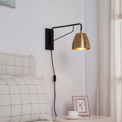 Metal Dome Wall Lighting Fixture Contemporary 1 Bulb Brass Sconce Light for Bedroom Brass Clearhalo 'Cast Iron' 'Glass' 'Industrial' 'Modern wall lights' 'Modern' 'Tiffany' 'Traditional wall lights' 'Wall Lamps & Sconces' 'Wall Lights' Lighting' 339445