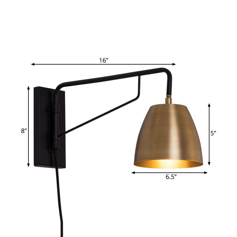 Metal Dome Wall Lighting Fixture Contemporary 1 Bulb Brass Sconce Light for Bedroom - Clearhalo - 'Cast Iron' - 'Glass' - 'Industrial' - 'Modern wall lights' - 'Modern' - 'Tiffany' - 'Traditional wall lights' - 'Wall Lamps & Sconces' - 'Wall Lights' - Lighting' - 339449
