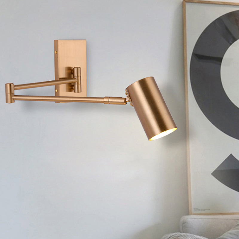 1 Head Bedroom Sconce Light Modernist Gold LED Wall Mounted Lighting with Pipe Metal Shade Clearhalo 'Cast Iron' 'Glass' 'Industrial' 'Modern wall lights' 'Modern' 'Tiffany' 'Traditional wall lights' 'Wall Lamps & Sconces' 'Wall Lights' Lighting' 339451