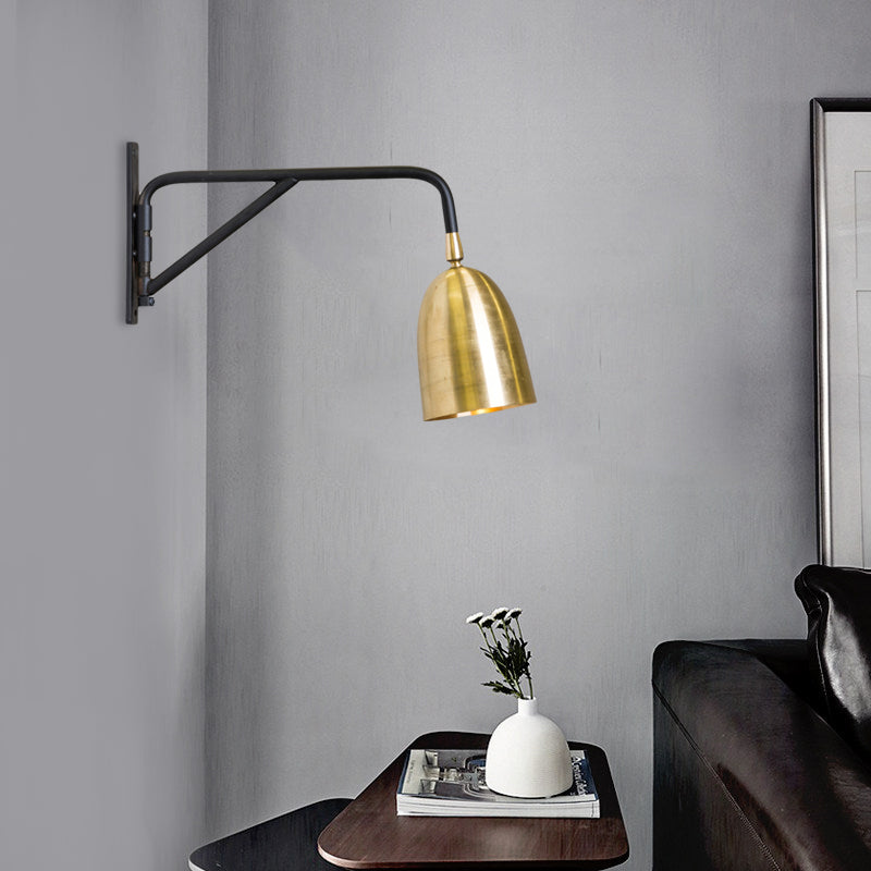 Dome Wall Lamp Modernist 1 Light Gold Wall Mounted Lighting for Living Room Clearhalo 'Cast Iron' 'Glass' 'Industrial' 'Modern wall lights' 'Modern' 'Tiffany' 'Traditional wall lights' 'Wall Lamps & Sconces' 'Wall Lights' Lighting' 339457