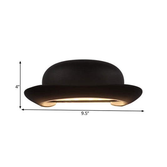 LED Bedroom Sconce Light Modernism Black Wall Lighting Fixture with Hat Metal Shade in Warm/Natural Light Clearhalo 'Cast Iron' 'Glass' 'Industrial' 'Modern wall lights' 'Modern' 'Tiffany' 'Traditional wall lights' 'Wall Lamps & Sconces' 'Wall Lights' Lighting' 339464