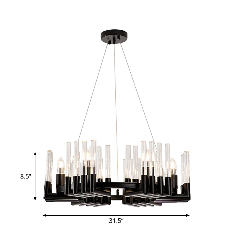 Circular Iron Chandelier Lamp Contemporary 6/8 Lights Black Ceiling Light Fixture with Crystal Tube Clearhalo 'Ceiling Lights' 'Chandeliers' 'Industrial Chandeliers' 'Industrial' 'Middle Century Chandeliers' 'Tiffany' Lighting' 339689