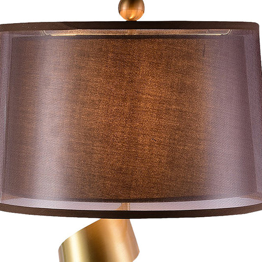 1 Bulb Night Lighting Traditional Bedroom Table Lamp in Red Brown with Drum Fabric Shade Clearhalo 'Lamps' 'Table Lamps' Lighting' 339806