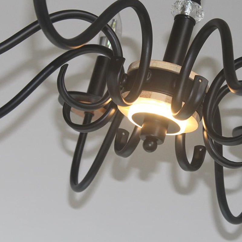 Black Open Bulb Suspension Lamp Vintage Style 3/5 Heads Metallic Chandelier Pendant Light with Candle Design Clearhalo 'Ceiling Lights' 'Chandeliers' Lighting' options 339816