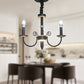 Black Open Bulb Suspension Lamp Vintage Style 3/5 Heads Metallic Chandelier Pendant Light with Candle Design Clearhalo 'Ceiling Lights' 'Chandeliers' Lighting' options 339817