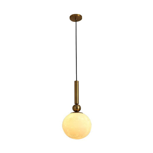 1 Head Bedroom Drop Pendant Simple Gold LED Suspension Lamp with Global Frosted Glass Shade Clearhalo 'Ceiling Lights' 'Chandeliers' 'Glass shade' 'Glass' 'Modern Pendants' 'Modern' 'Pendant Lights' 'Pendants' Lighting' 339820