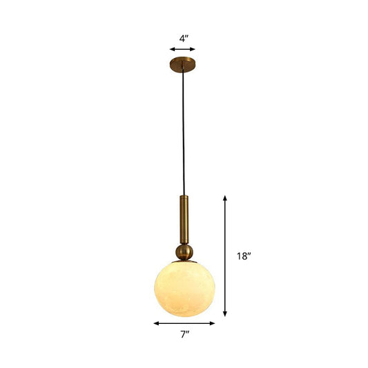 1 Head Bedroom Drop Pendant Simple Gold LED Suspension Lamp with Global Frosted Glass Shade Clearhalo 'Ceiling Lights' 'Chandeliers' 'Glass shade' 'Glass' 'Modern Pendants' 'Modern' 'Pendant Lights' 'Pendants' Lighting' 339821