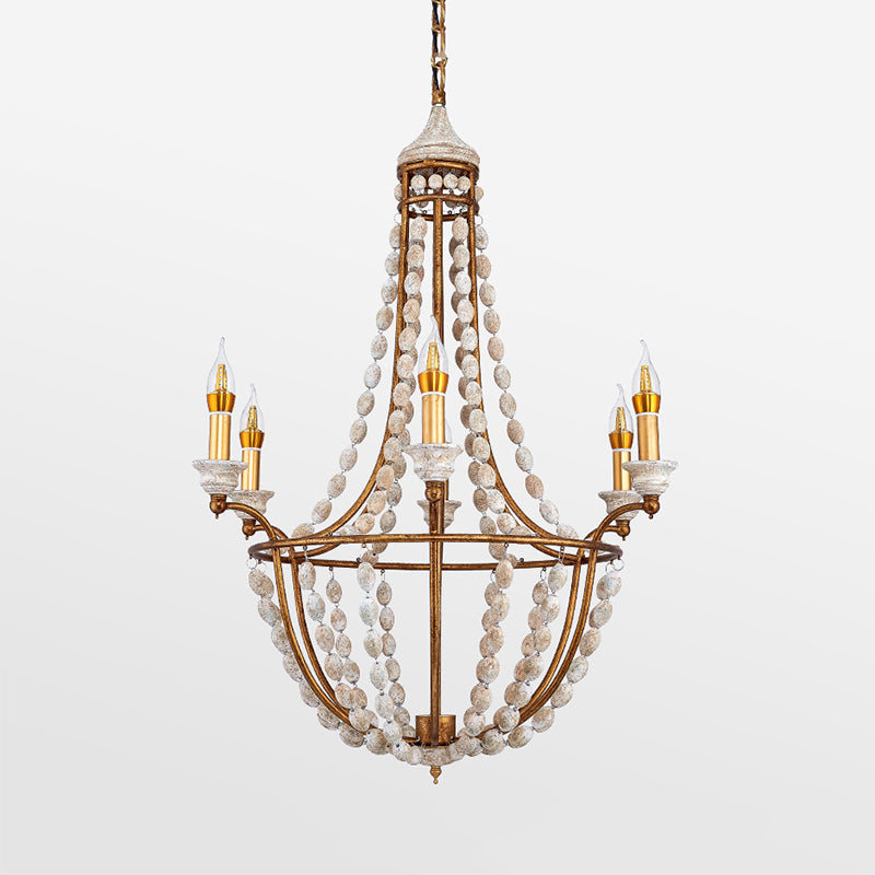 5 Bulbs Candle Ceiling Chandelier Traditional Metal Suspended Lighting Fixture in Rust Clearhalo 'Ceiling Lights' 'Chandeliers' Lighting' options 339839