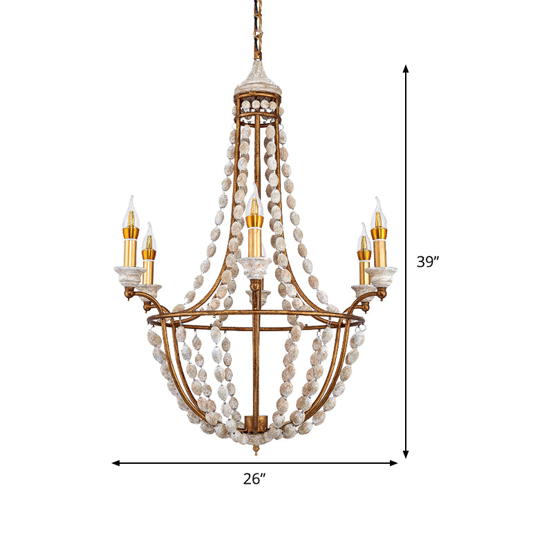 5 Bulbs Candle Ceiling Chandelier Traditional Metal Suspended Lighting Fixture in Rust Clearhalo 'Ceiling Lights' 'Chandeliers' Lighting' options 339841