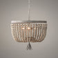 Dome Chandelier Lighting Retro Wood White 3 Bulbs Hanging Ceiling Light with Adjustable Chain, 8.5"/16" Wide Clearhalo 'Ceiling Lights' 'Chandeliers' Lighting' options 339857