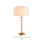 White Drum Table Light Rustic Fabric 24.5"/29.5" Long 1 Head Living Room Night Lamp with Crystal Accent Clearhalo 'Lamps' 'Table Lamps' Lighting' 340032
