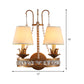 Rustic Barrel Sconce Lamp 2 Bulbs Metal and Fabric Wall Mounted Light in Antique Brass for Bedroom Clearhalo 'Wall Lamps & Sconces' 'Wall Lights' Lighting' 340344