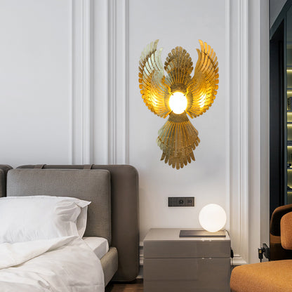 Metal Phoenix Wall Light Sconce Art Deco 1 Light Gold Wall Lighting Fixture for Living Room Gold Clearhalo 'Cast Iron' 'Glass' 'Industrial' 'Modern wall lights' 'Modern' 'Tiffany' 'Traditional wall lights' 'Wall Lamps & Sconces' 'Wall Lights' Lighting' 340399
