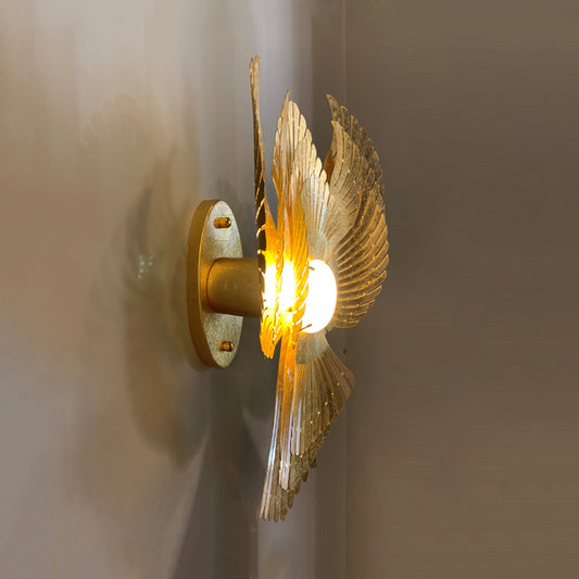 Metal Phoenix Wall Light Sconce Art Deco 1 Light Gold Wall Lighting Fixture for Living Room Clearhalo 'Cast Iron' 'Glass' 'Industrial' 'Modern wall lights' 'Modern' 'Tiffany' 'Traditional wall lights' 'Wall Lamps & Sconces' 'Wall Lights' Lighting' 340402
