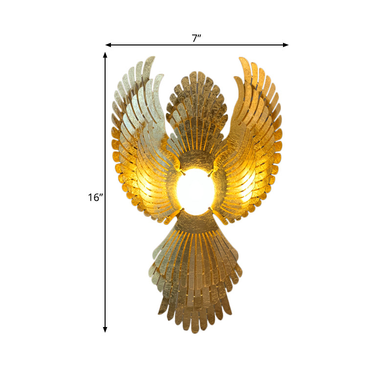 Metal Phoenix Wall Light Sconce Art Deco 1 Light Gold Wall Lighting Fixture for Living Room Clearhalo 'Cast Iron' 'Glass' 'Industrial' 'Modern wall lights' 'Modern' 'Tiffany' 'Traditional wall lights' 'Wall Lamps & Sconces' 'Wall Lights' Lighting' 340403