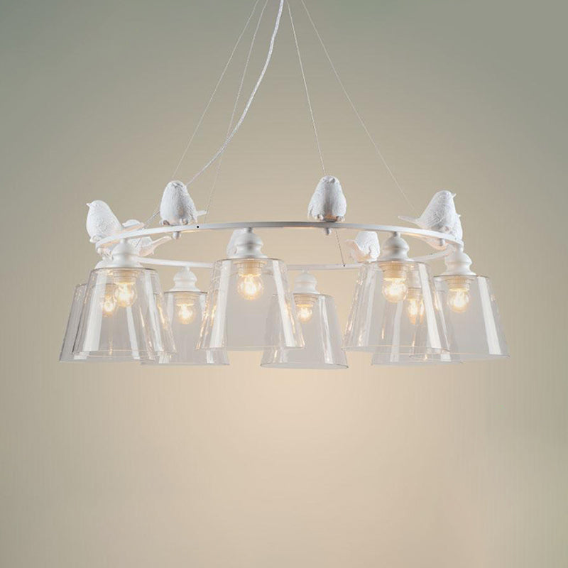 White 3/8 Lights Chandelier Light Fixture Classic Clear Glass Tapered Pendant Lamp for Living Room Clearhalo 'Ceiling Lights' 'Chandeliers' Lighting' options 340442