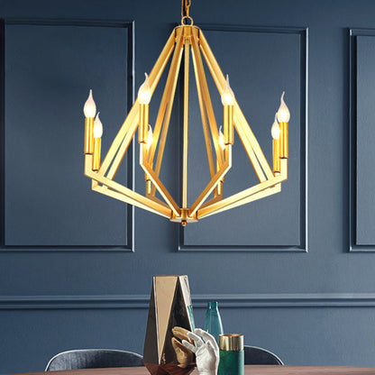 Gold 8 Lights Chandelier Light Fixture Traditional Metal Geometric Pendant Lamp for Living Room Gold Clearhalo 'Ceiling Lights' 'Chandeliers' Lighting' options 340485_9b5213b6-05a3-441e-be55-f03652f2f4bb