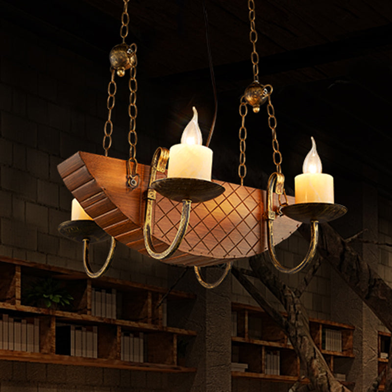 4 Bulbs Candle Chandelier Light Traditional Black Wood Hanging Ceiling Fixture for Dining Room Wood Clearhalo 'Ceiling Lights' 'Chandeliers' Lighting' options 340510_488d0b0d-d777-40b6-a70b-80ff3c43b42c
