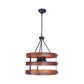 Brown 5 Heads Chandelier Lighting Rustic Wooden Round Suspension Lamp for Dining Room Clearhalo 'Ceiling Lights' 'Chandeliers' Lighting' options 340568