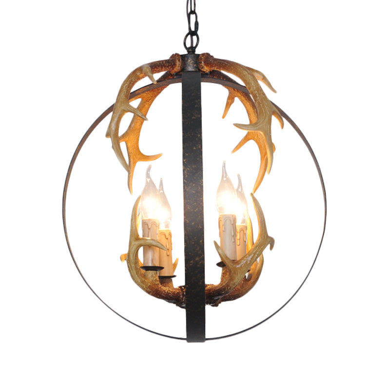 4/8 Lights Chandelier Lighting Fixture Loft Spherical Metal Ceiling Suspension Lamp in Black for Dining Room Clearhalo 'Ceiling Lights' 'Chandeliers' Lighting' options 340583