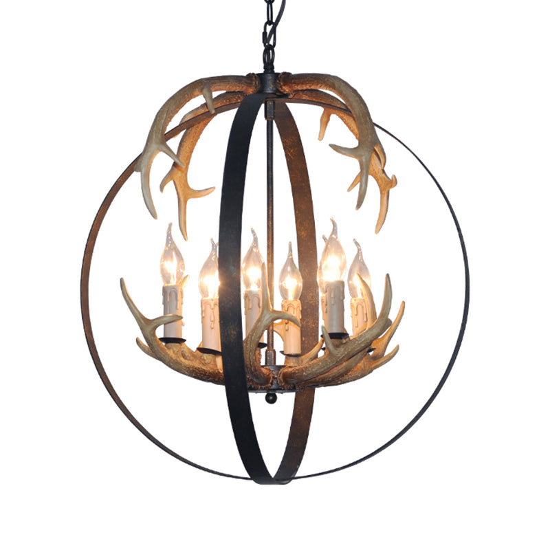 4/8 Lights Chandelier Lighting Fixture Loft Spherical Metal Ceiling Suspension Lamp in Black for Dining Room Clearhalo 'Ceiling Lights' 'Chandeliers' Lighting' options 340586