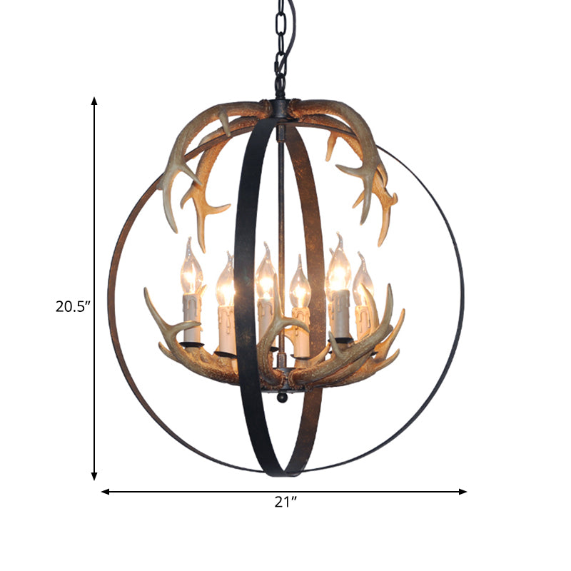 4/8 Lights Chandelier Lighting Fixture Loft Spherical Metal Ceiling Suspension Lamp in Black for Dining Room Clearhalo 'Ceiling Lights' 'Chandeliers' Lighting' options 340587