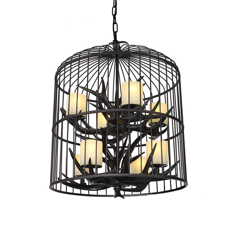 Black Bird Cage Pendant Chandelier Traditional Metal 8-Head Dining Room Hanging Ceiling Light Clearhalo 'Ceiling Lights' 'Chandeliers' Lighting' options 340591
