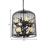 Black Bird Cage Pendant Chandelier Traditional Metal 8-Head Dining Room Hanging Ceiling Light Clearhalo 'Ceiling Lights' 'Chandeliers' Lighting' options 340592