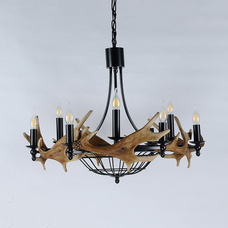 Brown 9 Lights Chandelier Lighting Rustic Metal Wine Barrel Pendant Lamp for Living Room Clearhalo 'Ceiling Lights' 'Chandeliers' Lighting' options 340649