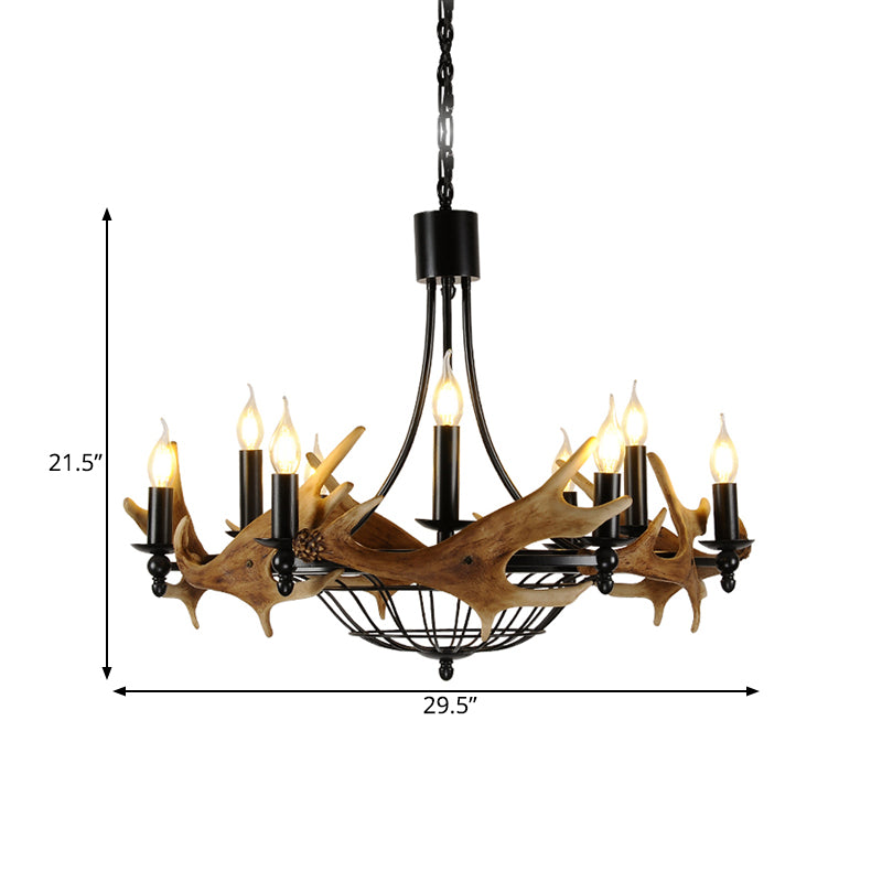 Brown 9 Lights Chandelier Lighting Rustic Metal Wine Barrel Pendant Lamp for Living Room Clearhalo 'Ceiling Lights' 'Chandeliers' Lighting' options 340650