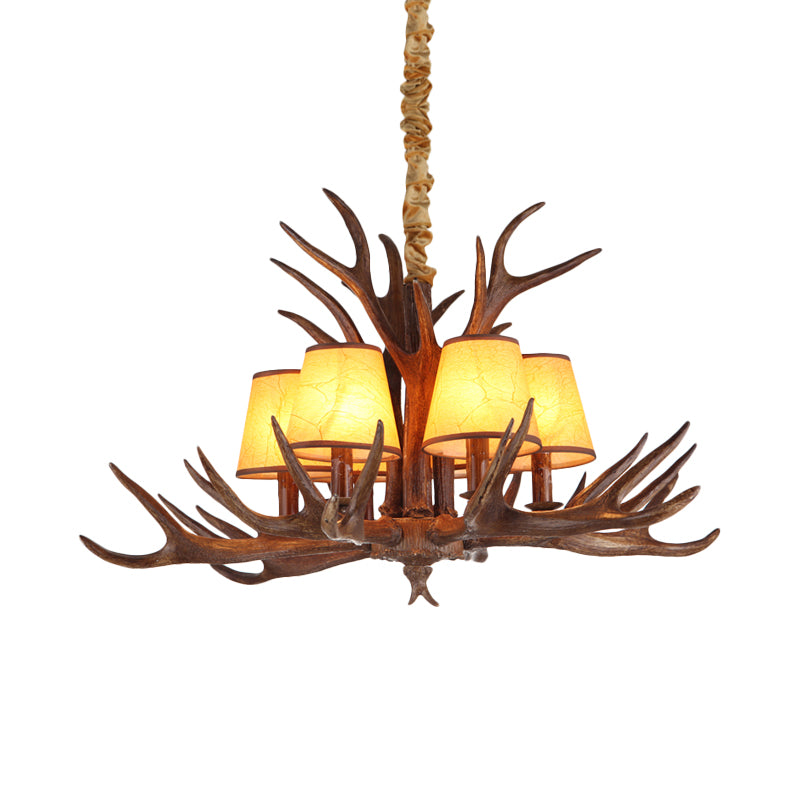 Rustic Cone Hanging Pendant 4/6/8-Light Resin Ceiling Chandelier in Brown for Living Room Clearhalo 'Ceiling Lights' 'Chandeliers' Lighting' options 340662