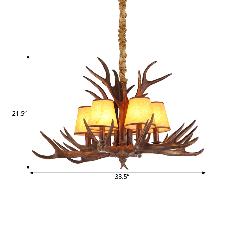 Rustic Cone Hanging Pendant 4/6/8-Light Resin Ceiling Chandelier in Brown for Living Room Clearhalo 'Ceiling Lights' 'Chandeliers' Lighting' options 340663