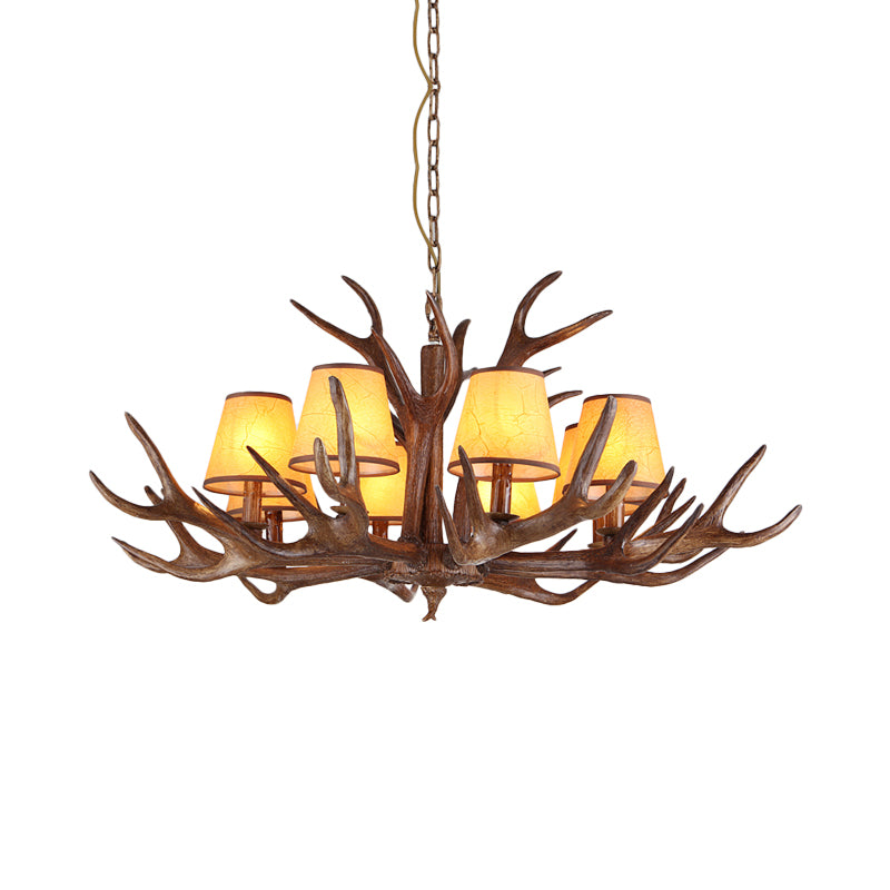 Rustic Cone Hanging Pendant 4/6/8-Light Resin Ceiling Chandelier in Brown for Living Room Clearhalo 'Ceiling Lights' 'Chandeliers' Lighting' options 340665