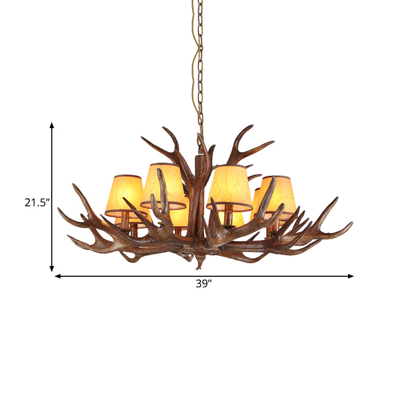 Rustic Cone Hanging Pendant 4/6/8-Light Resin Ceiling Chandelier in Brown for Living Room Clearhalo 'Ceiling Lights' 'Chandeliers' Lighting' options 340666