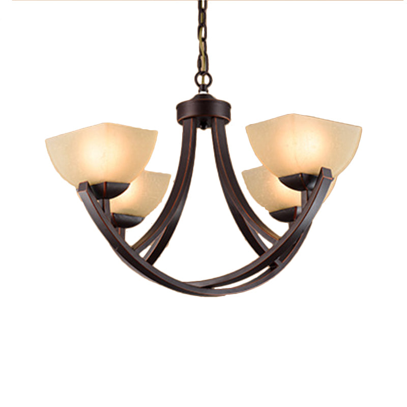 Tapered Frosted Glass Chandelier Lighting Classic 4/6/8 Lights Living Room Pendant Lighting in Rust with Sputnik Design Clearhalo 'Ceiling Lights' 'Chandeliers' Lighting' options 340708