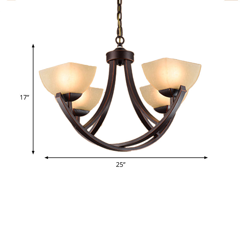 Tapered Frosted Glass Chandelier Lighting Classic 4/6/8 Lights Living Room Pendant Lighting in Rust with Sputnik Design Clearhalo 'Ceiling Lights' 'Chandeliers' Lighting' options 340710