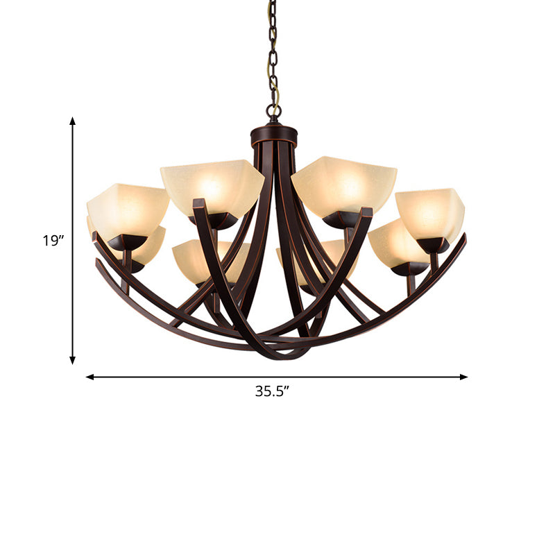 Tapered Frosted Glass Chandelier Lighting Classic 4/6/8 Lights Living Room Pendant Lighting in Rust with Sputnik Design Clearhalo 'Ceiling Lights' 'Chandeliers' Lighting' options 340715