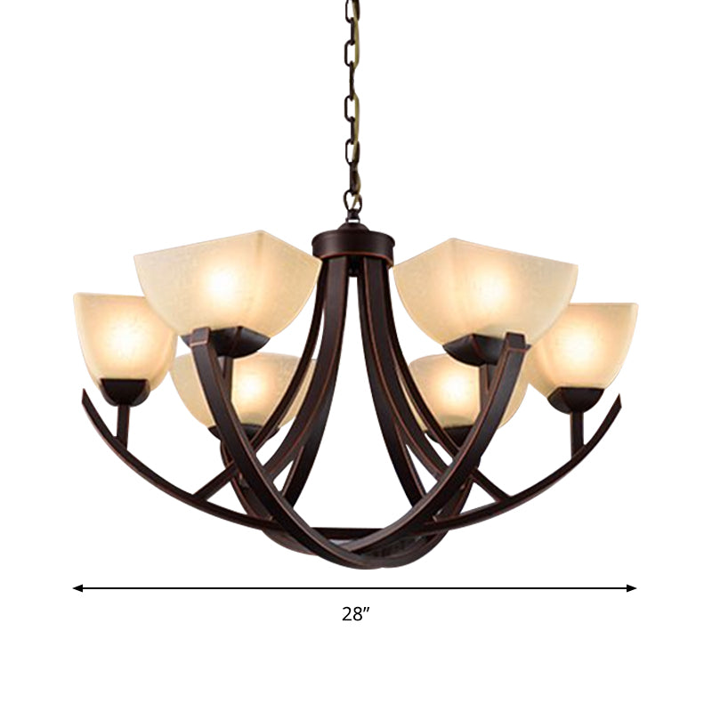 Tapered Frosted Glass Chandelier Lighting Classic 4/6/8 Lights Living Room Pendant Lighting in Rust with Sputnik Design Clearhalo 'Ceiling Lights' 'Chandeliers' Lighting' options 340724
