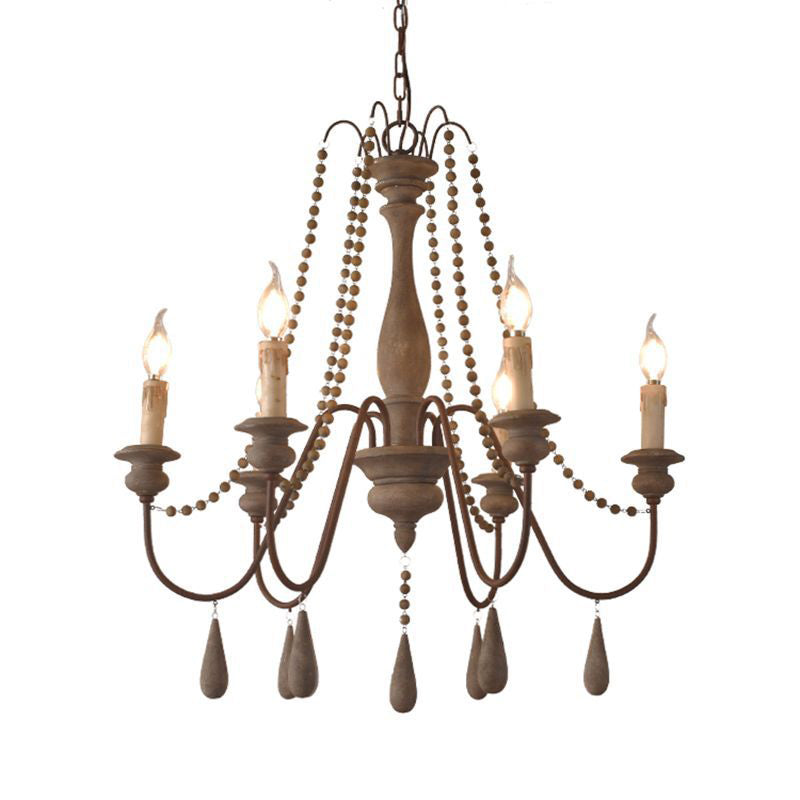 Retro 6/8/12 Heads Chandelier Lamp Grey Branch Ceiling Pendant Light with Metal Arm for Living Room Clearhalo 'Ceiling Lights' 'Chandeliers' Lighting' options 341914