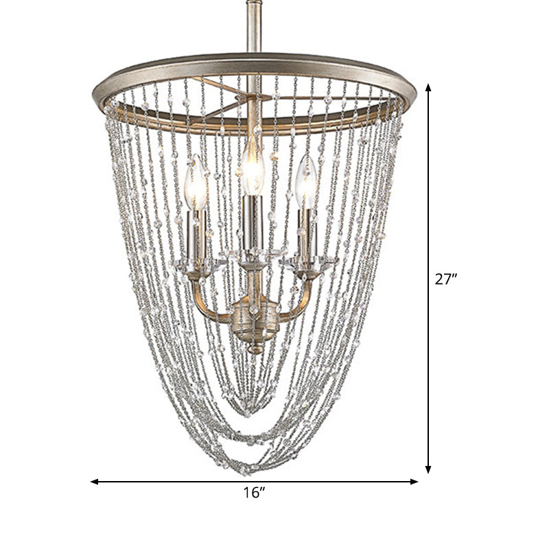 3 Bulbs Cone Ceiling Chandelier Contemporary Crystal Suspended Lighting Fixture in Gold Clearhalo 'Ceiling Lights' 'Chandeliers' Lighting' options 342012