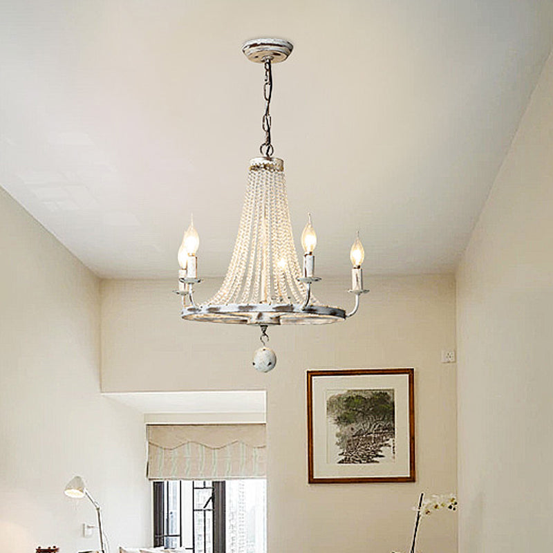 Distressed White Candle Ceiling Chandelier Modernism Crystal 5/6/8 Heads Hanging Light Fixture Clearhalo 'Ceiling Lights' 'Chandeliers' Lighting' options 342019
