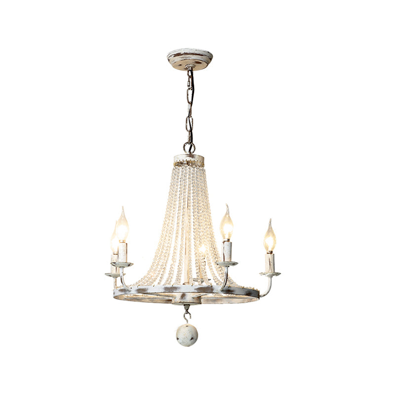 Distressed White Candle Ceiling Chandelier Modernism Crystal 5/6/8 Heads Hanging Light Fixture Clearhalo 'Ceiling Lights' 'Chandeliers' Lighting' options 342021