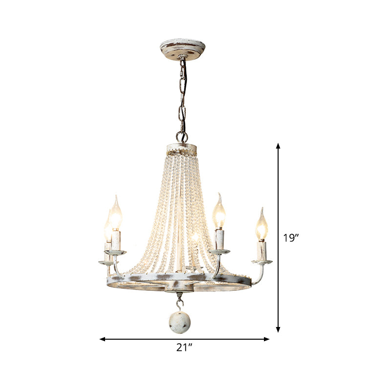 Distressed White Candle Ceiling Chandelier Modernism Crystal 5/6/8 Heads Hanging Light Fixture Clearhalo 'Ceiling Lights' 'Chandeliers' Lighting' options 342022