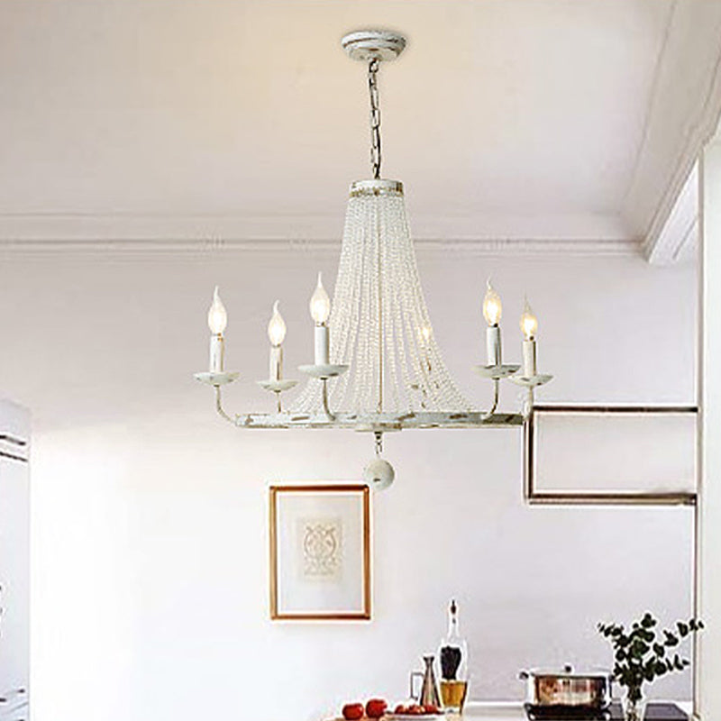 Distressed White Candle Ceiling Chandelier Modernism Crystal 5/6/8 Heads Hanging Light Fixture Clearhalo 'Ceiling Lights' 'Chandeliers' Lighting' options 342024