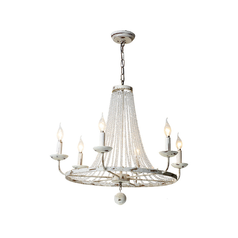 Distressed White Candle Ceiling Chandelier Modernism Crystal 5/6/8 Heads Hanging Light Fixture Clearhalo 'Ceiling Lights' 'Chandeliers' Lighting' options 342026